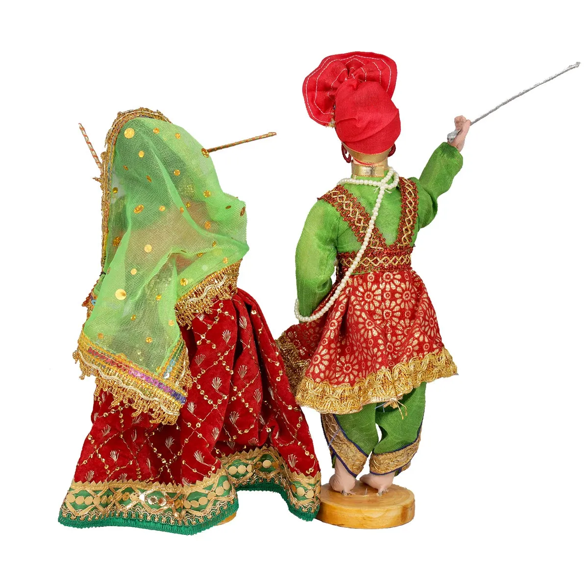 Dandiya Dancing Doll Cloth Golu Bommai Pair - 12 x 7 Inches | Giri Golu Doll/ Navaratri Golu Bomma/Gombe